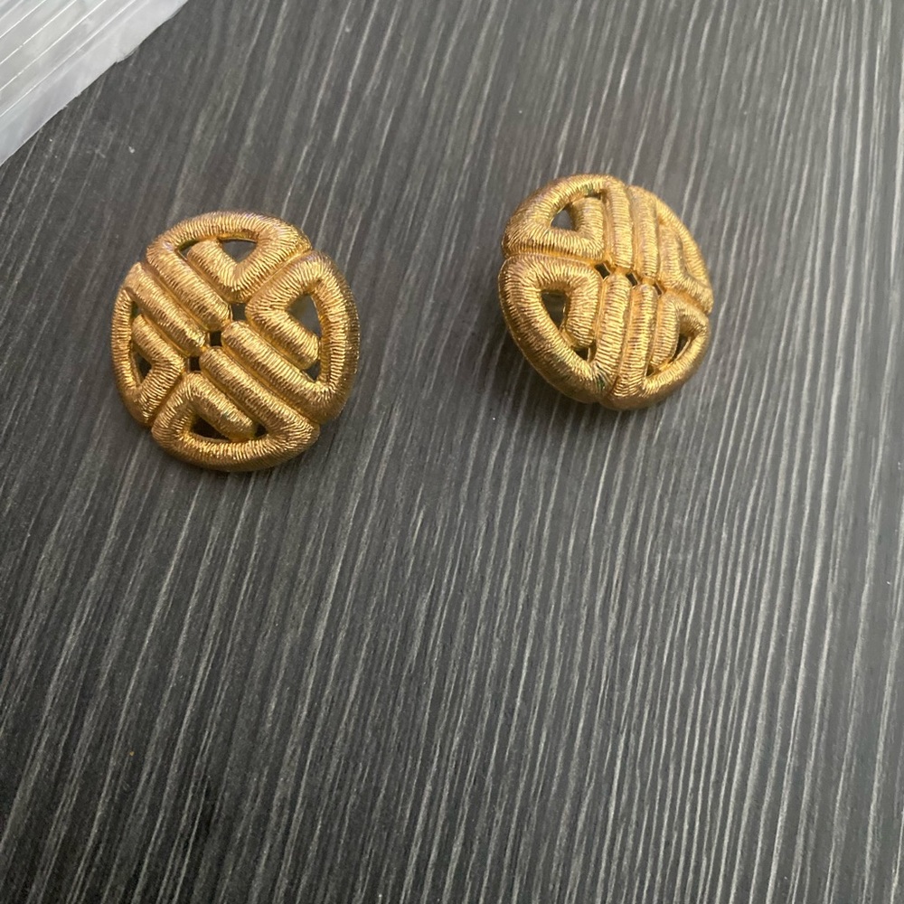 Givenchy Gold Braided Round Knot vintage Stud Earrings